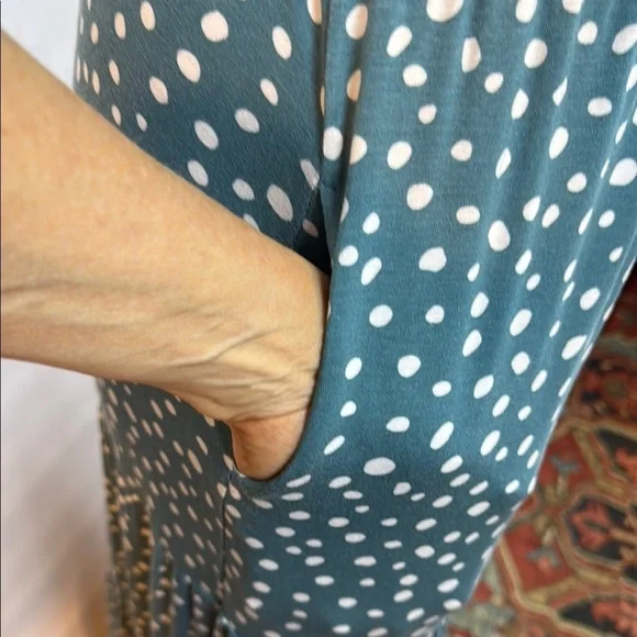 Serra Teal Polka Dot tiered maxi dress, Medium - Viral ALDI dress from last year - Picture 5 of 11